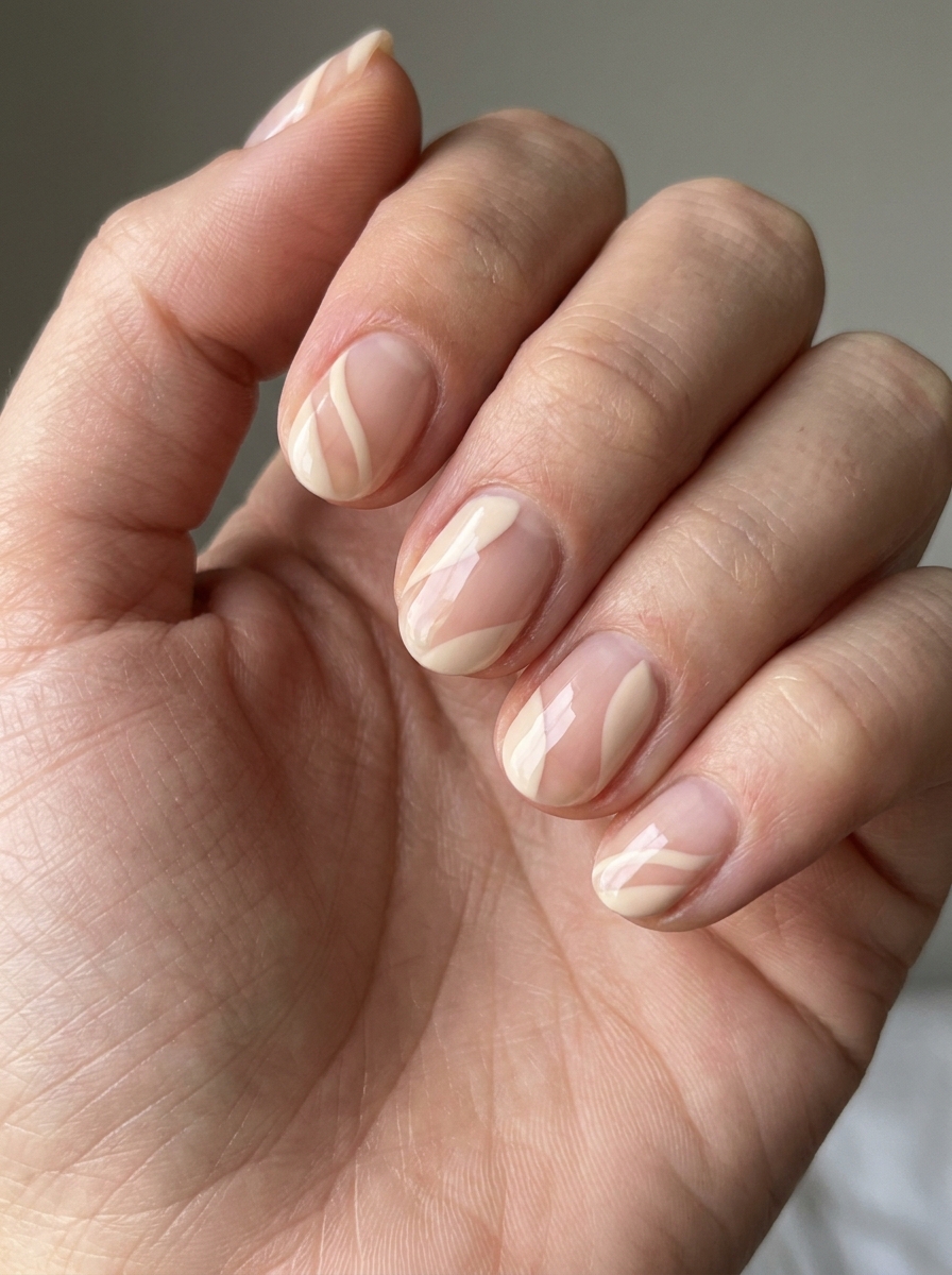 Beige Negative Space Nails als Beige Nägel Ideen Inspiration 2026